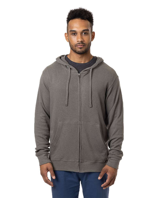 Unisex Hemp Hero Full-Zip Hooded Sweatshirt - OnModelFront - B865E9492 - Stonework Grey