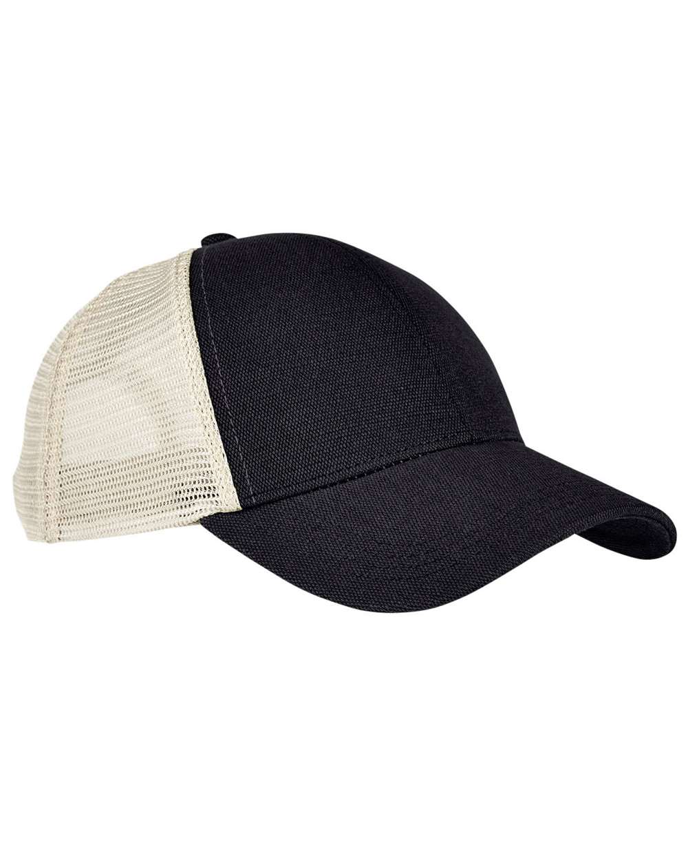 Hemp Blend Trucker Cap - Front - B877E9240 - Black/ Oyster