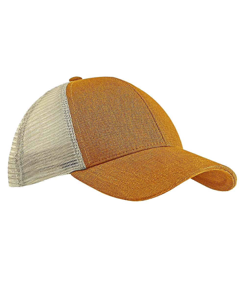 Hemp Blend Trucker Cap - Front - B877E9280 - Old Gold/ Oyster