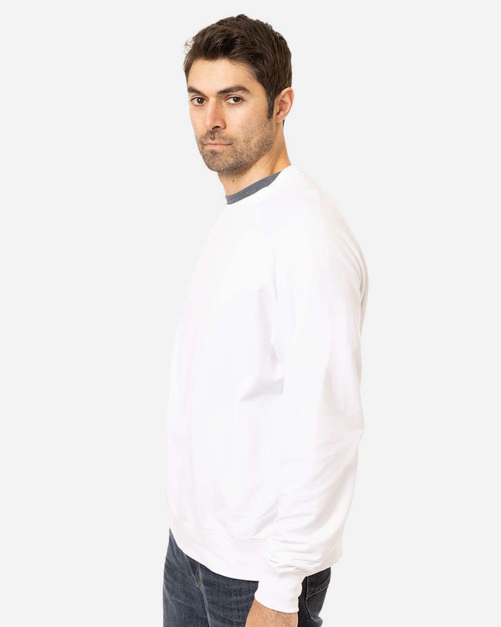 Unisex Motion Crewneck Sweatshirt - OnModelSide - B856E9003 - White