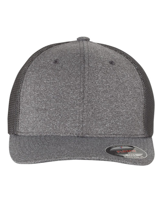 Mélange Trucker Cap - Front - B15795090 - Dark Heather Grey/ Charcoal