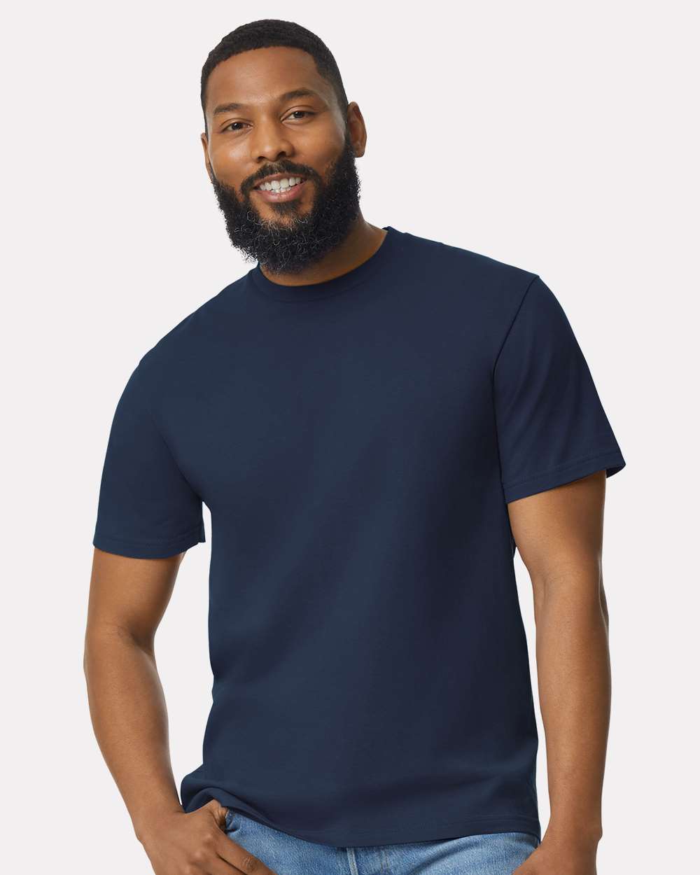 Men's Softstyle® Midweight T-Shirt - OnModelFront - B00860653 - Navy