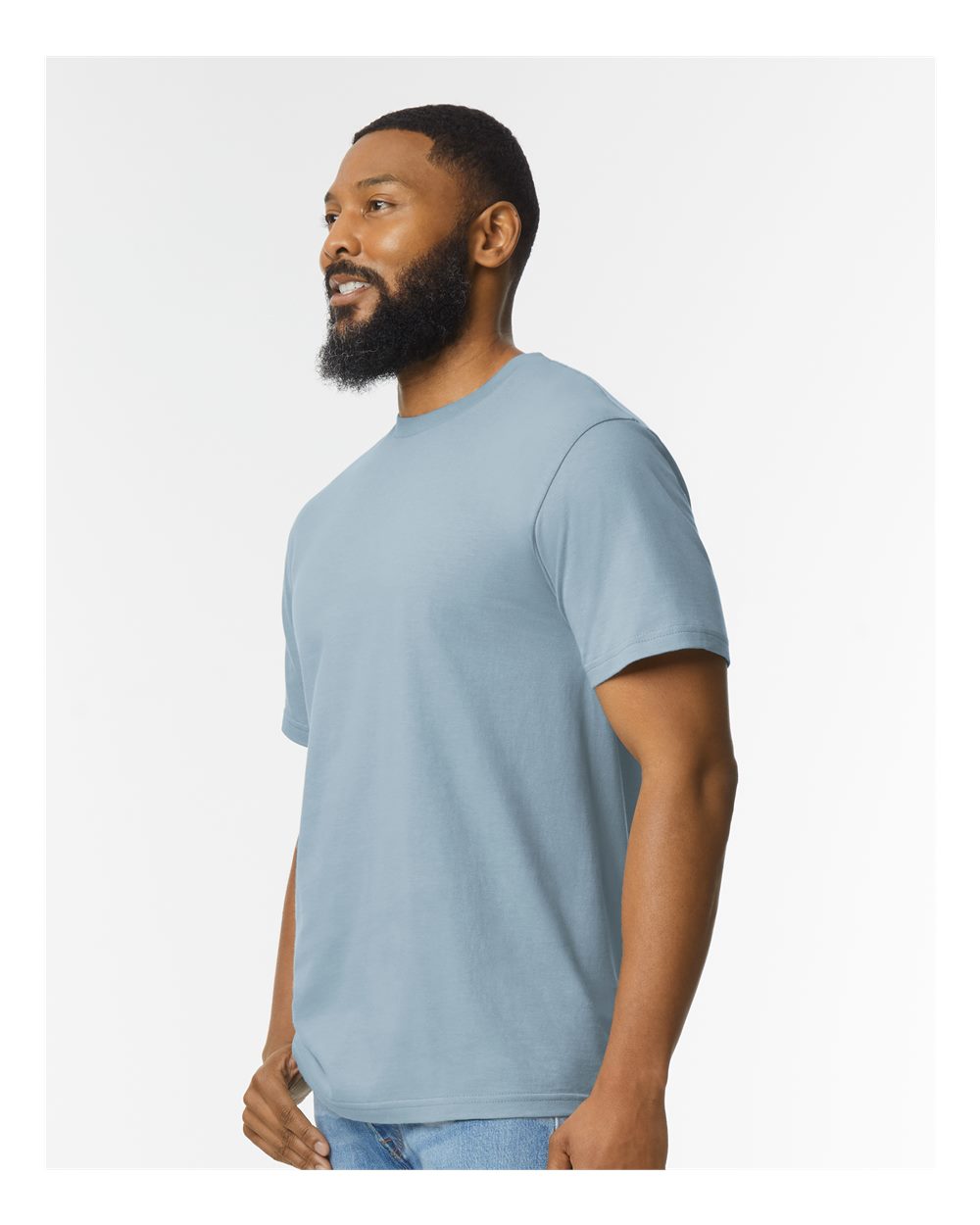 Men's Softstyle® Midweight T-Shirt - OnModelSide - B00860373 - Stone Blue
