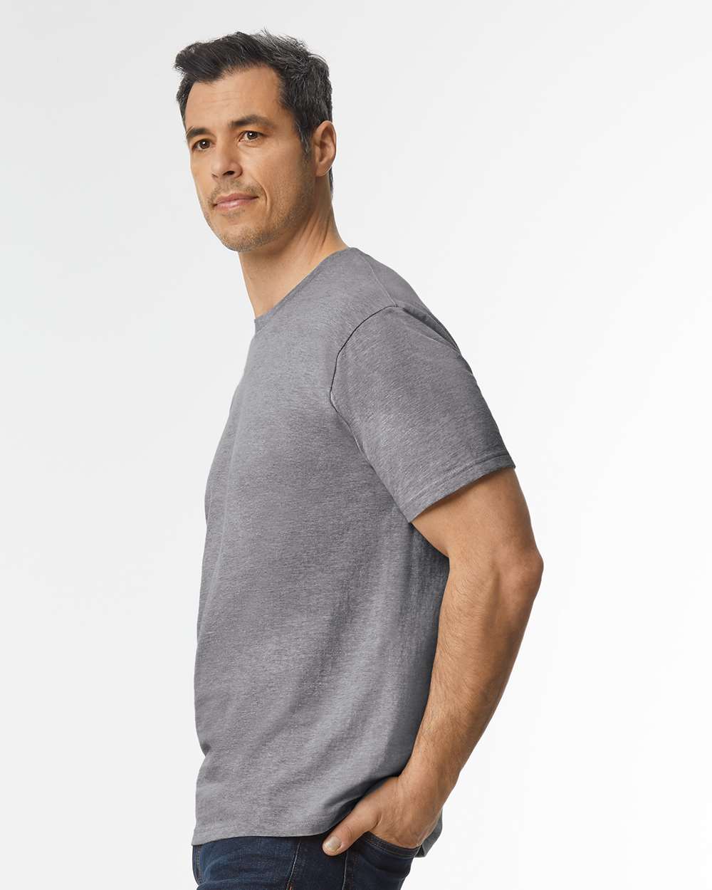 Men's Softstyle® Midweight T-Shirt - OnModelSide - B00860493 - Graphite Heather