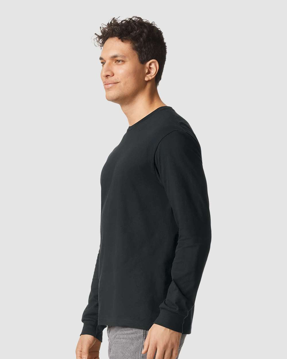 Unisex Softstyle® CVC Long Sleeve T-Shirt - OnModelSide - B01160503 - Pitch Black