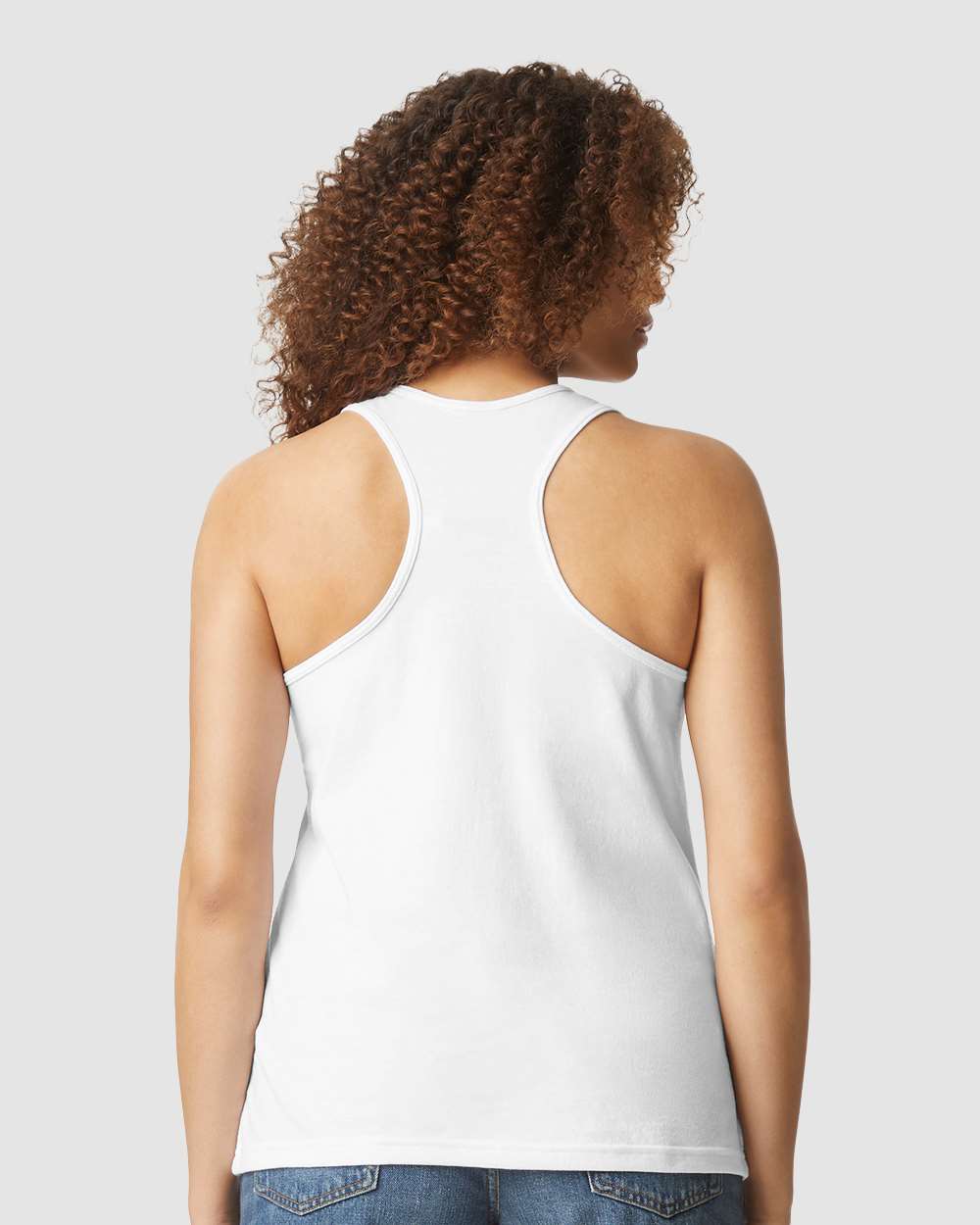 Women's Softstyle® CVC Racerback Tank Top - OnModelBack - B02160003 - White
