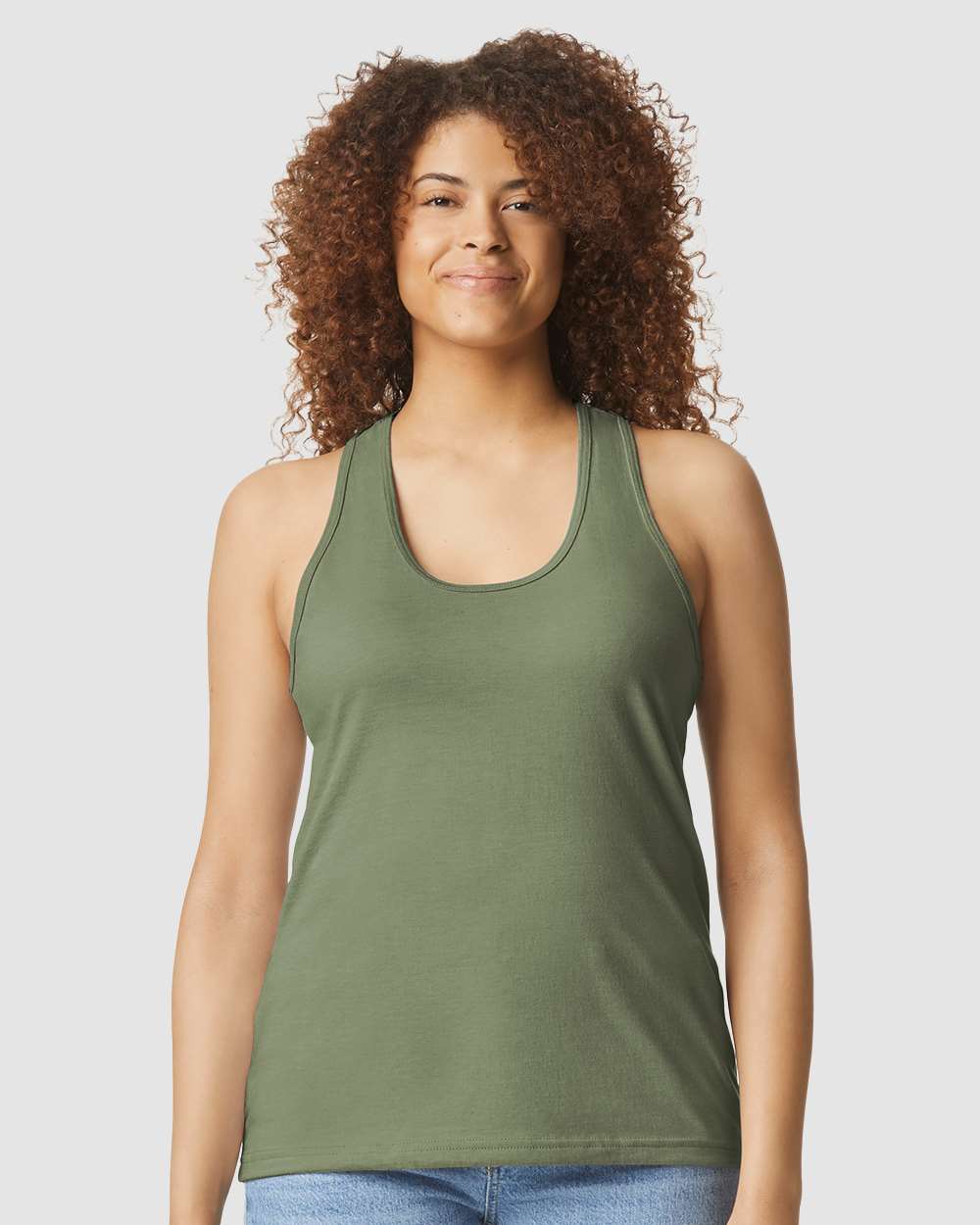 Women's Softstyle® CVC Racerback Tank Top - OnModelFront - B02160173 - Cactus