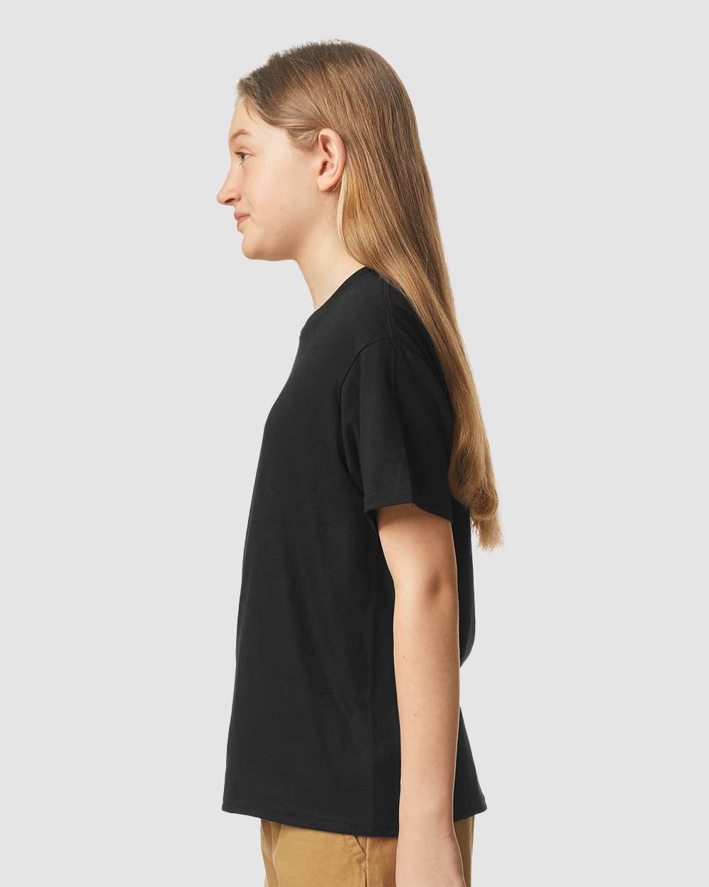 Youth Softstyle® CVC T-Shirt - OnModelSide - B02260502 - Pitch Black