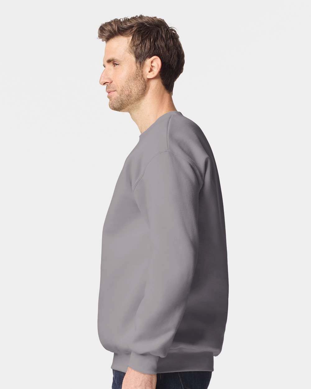 Unisex Hammer™ Maxweight Crewneck Sweatshirt - OnModelSide - B02560593 - Gravel