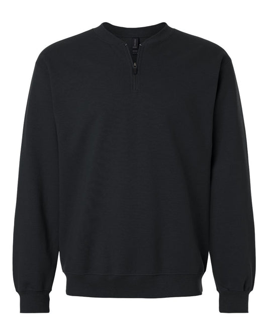 Unisex Softstyle® Midweight 1/4 Zip Sweatshirt - Front - B02660503 - Black