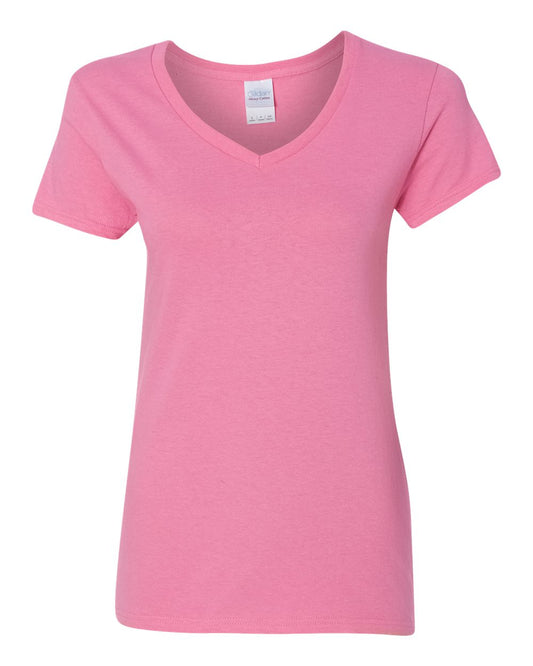 Women's Heavy Cotton™ V-Neck T-Shirt - Front - B11760563 - Azalea