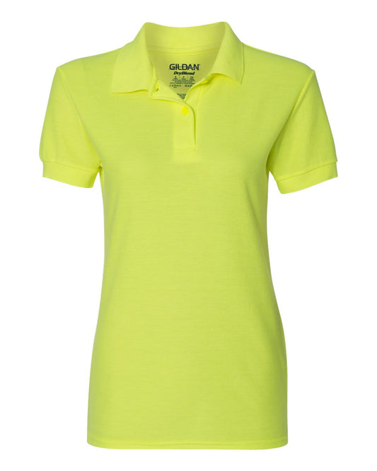 Women's DryBlend® Double Piqué Polo - Front - B27060168 - Safety Green