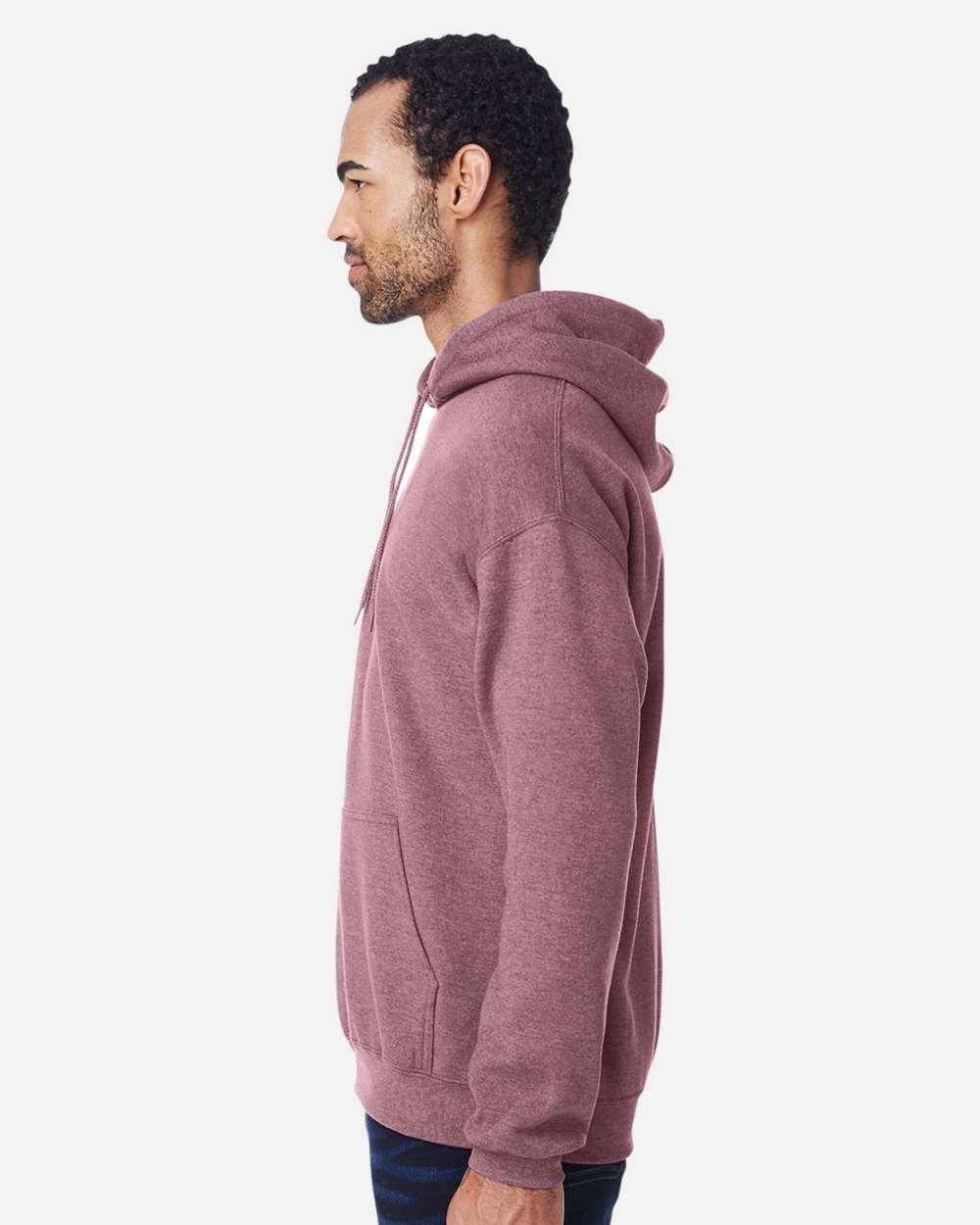 Unisex Heavy Blend™ Hooded Sweatshirt - OnModelSide - B22060593 - Heather Dark Maroon