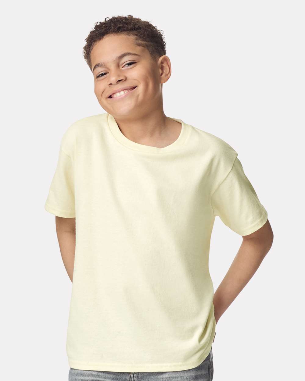 Youth Heavy Cotton™ T-Shirt - OnModelFront - B31560232 - Off White