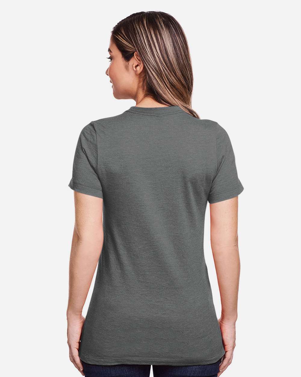 Women's Softstyle® CVC T-Shirt - OnModelBack - B00360583 - Gunmetal