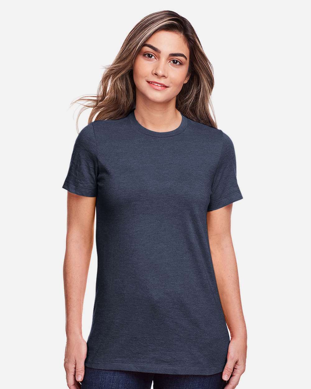 Women's Softstyle® CVC T-Shirt - OnModelFront - B00360653 - Navy Mist