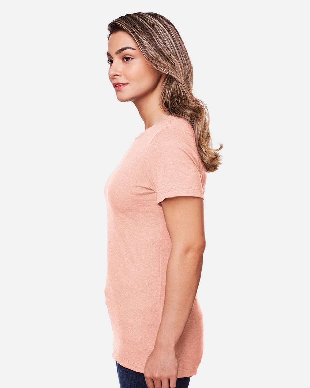 Women's Softstyle® CVC T-Shirt - OnModelSide - B00360303 - Dusty Rose