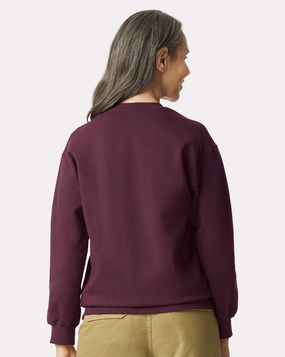Unisex Softstyle® Midweight Crewneck Sweatshirt - OnModelBack - B24060403 - Maroon