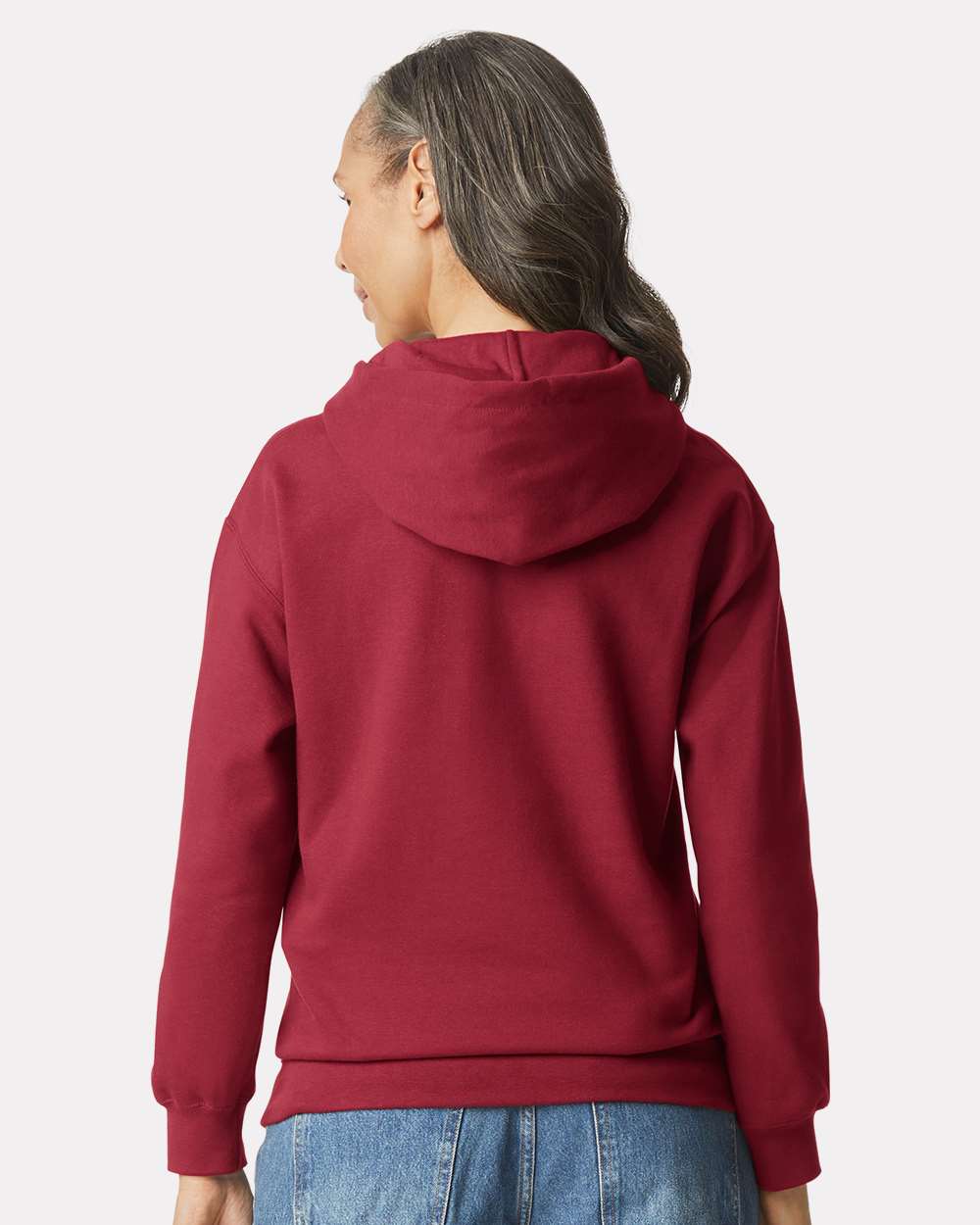 Unisex Softstyle® Midweight Hooded Sweatshirt - OnModelBack - B24160463 - Cardinal