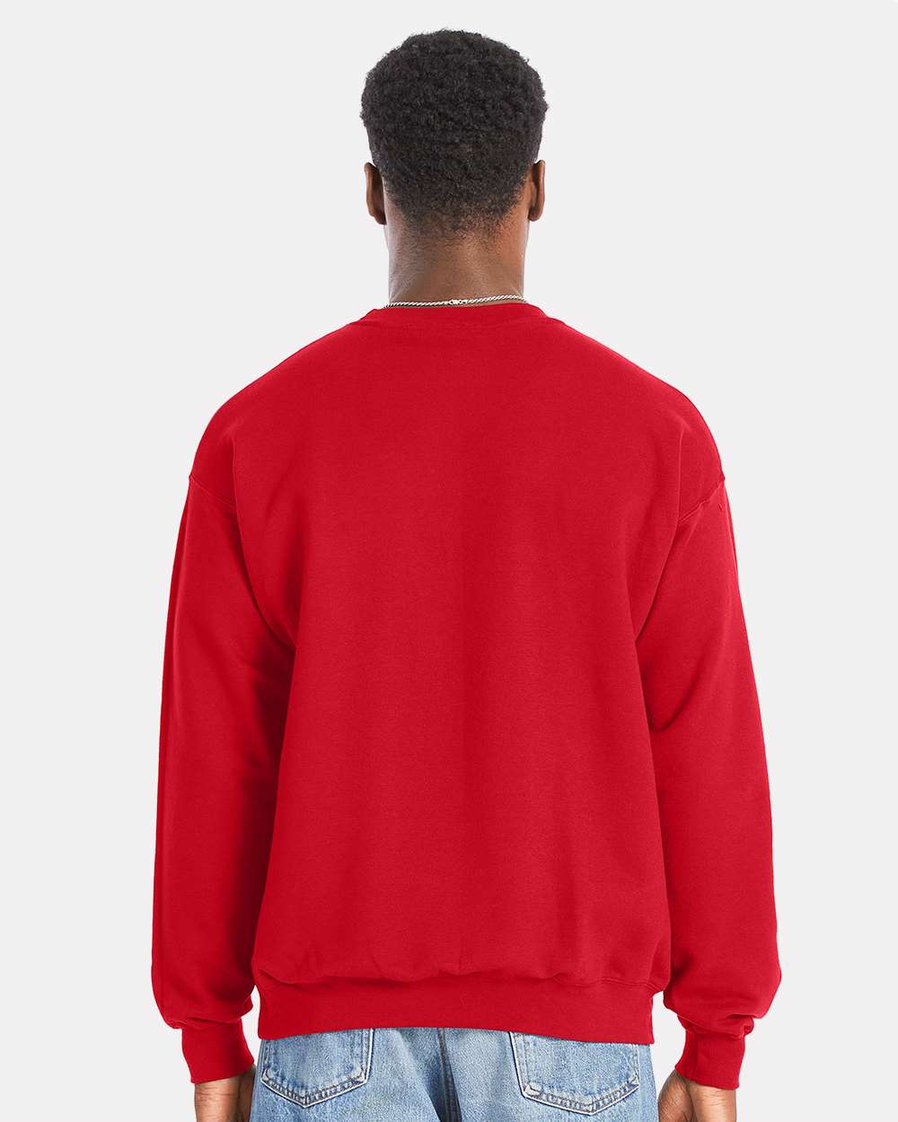 Unisex Perfect Sweats Crewneck Sweatshirt - OnModelBack - B02800103 - Athletic Red