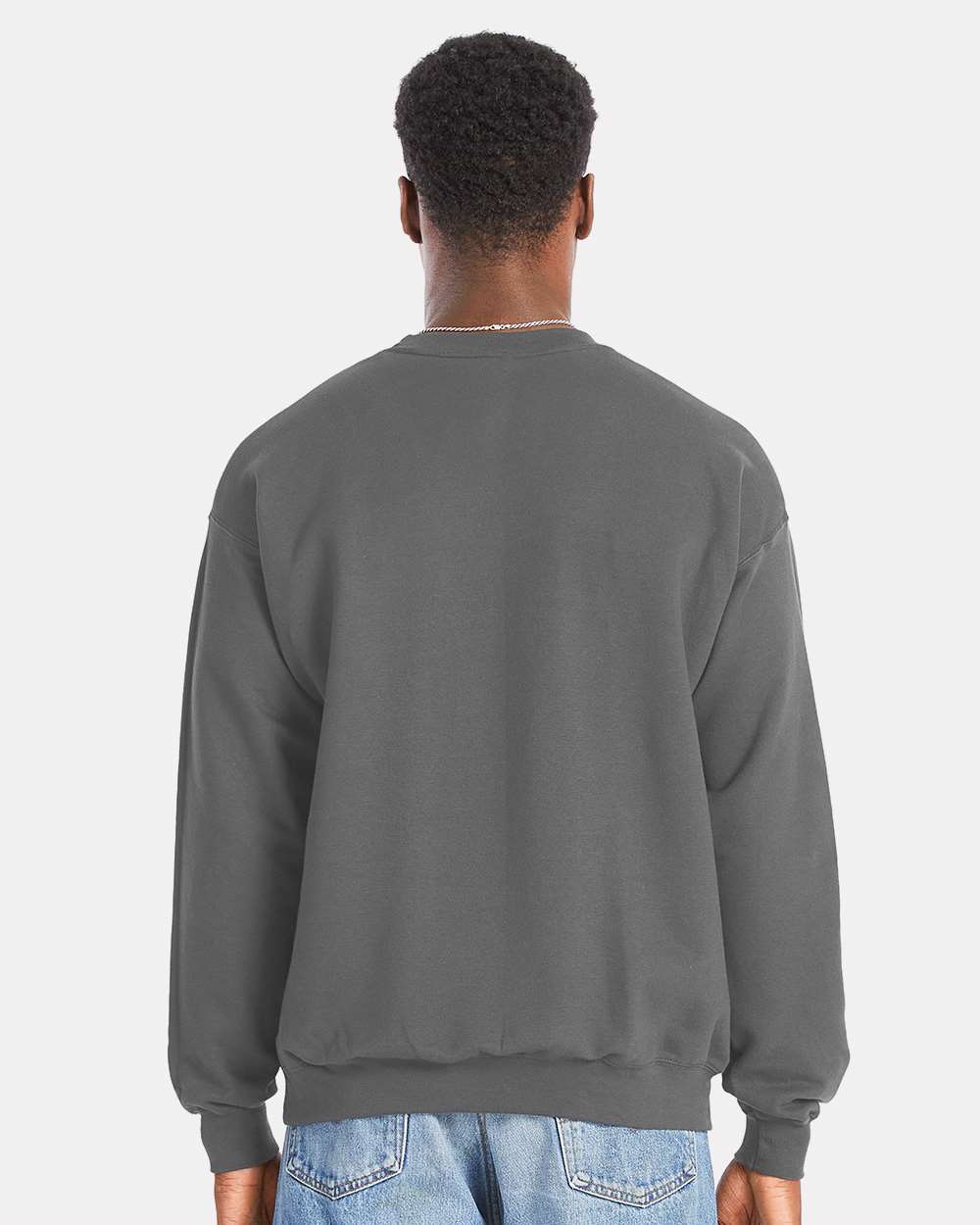 Unisex Perfect Sweats Crewneck Sweatshirt - OnModelBack - B02800513 - Smoke Grey
