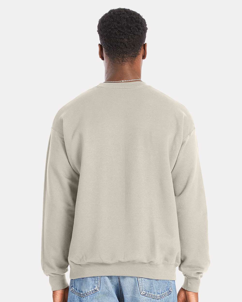 Unisex Perfect Sweats Crewneck Sweatshirt - OnModelBack - B02800733 - Sand