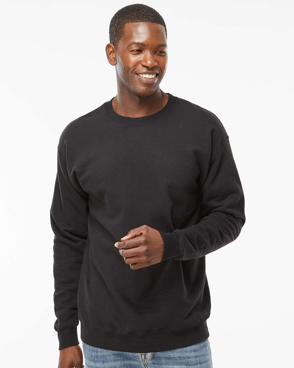 Unisex Perfect Sweats Crewneck Sweatshirt - OnModelFront - B02800503 - Black