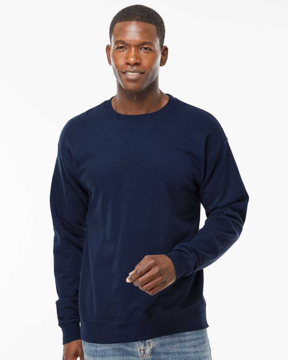 Unisex Perfect Sweats Crewneck Sweatshirt - OnModelFront - B02800653 - Navy