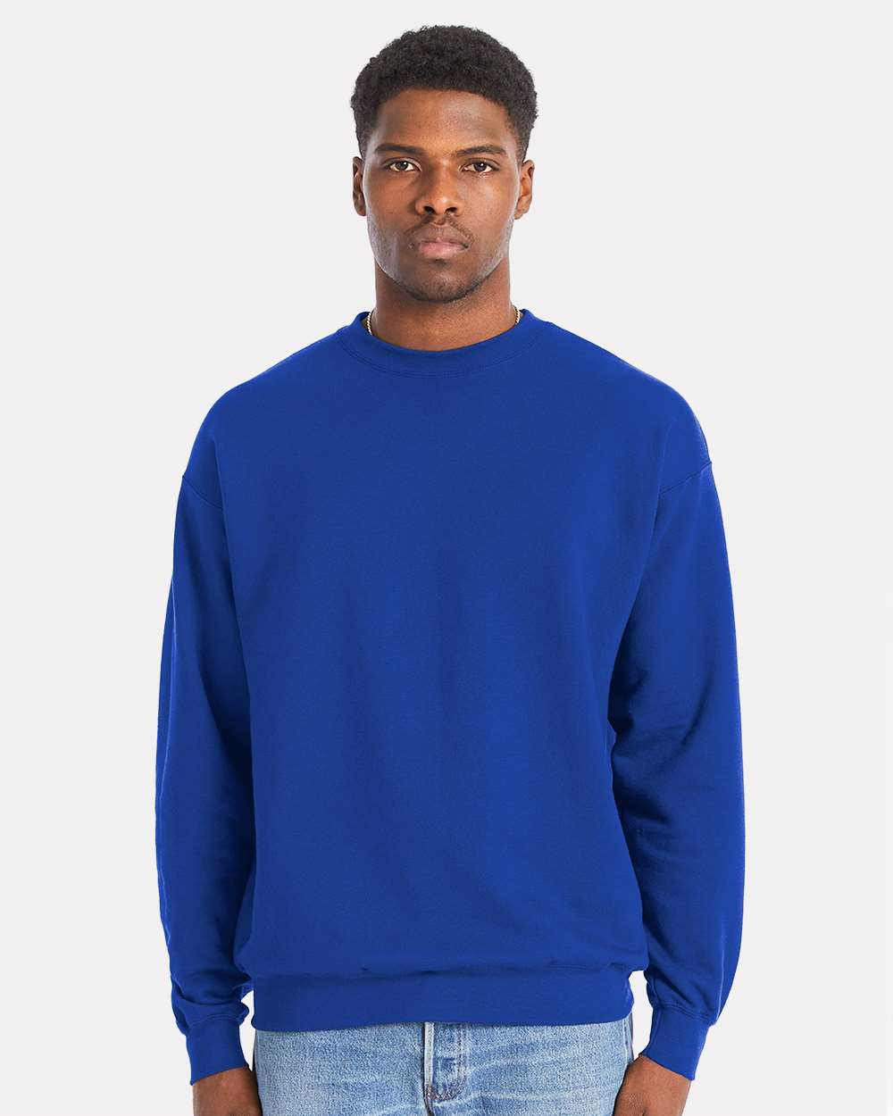 Unisex Perfect Sweats Crewneck Sweatshirt - OnModelFront - B02800883 - Deep Royal