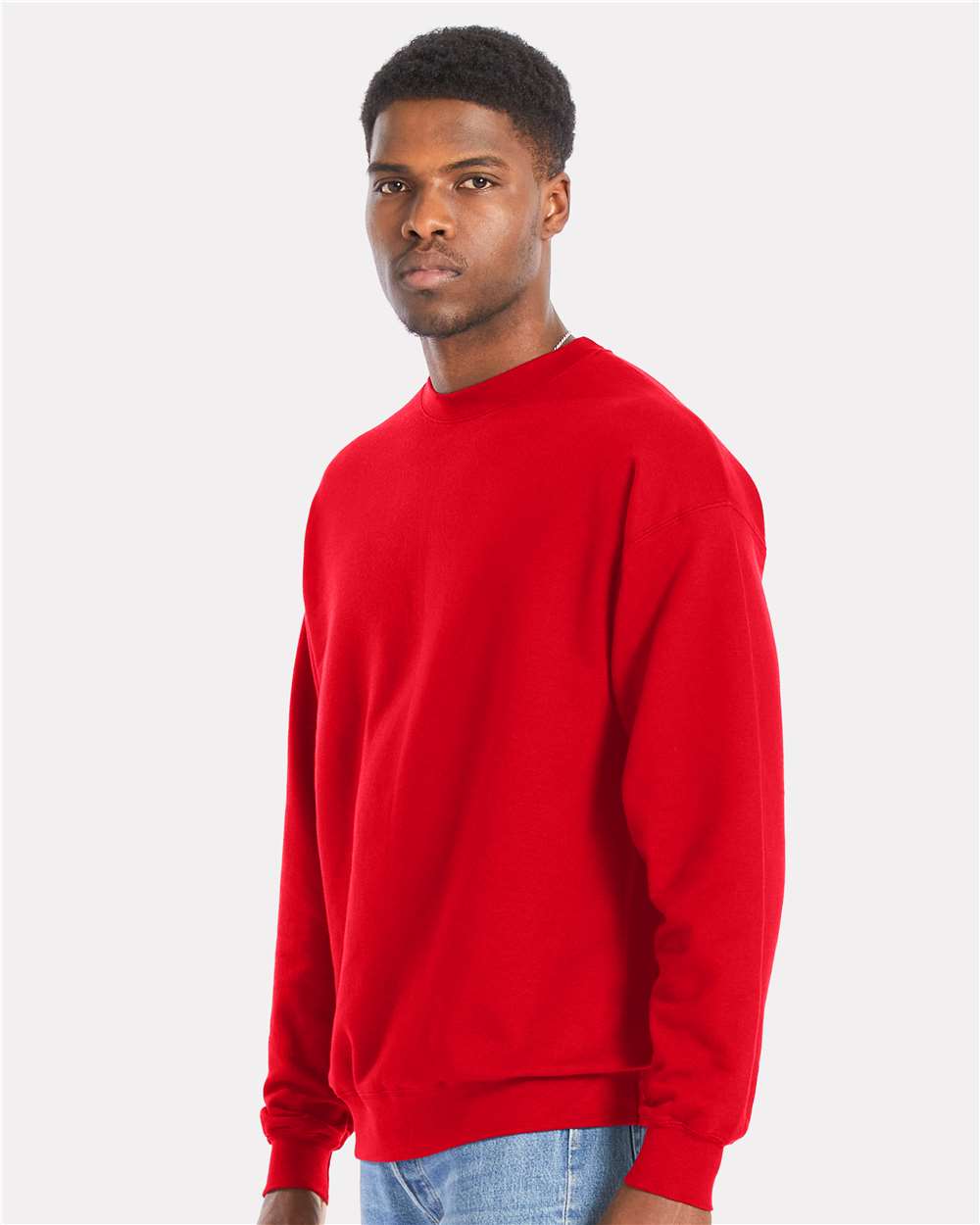 Unisex Perfect Sweats Crewneck Sweatshirt - OnModelSide - B02800103 - Athletic Red