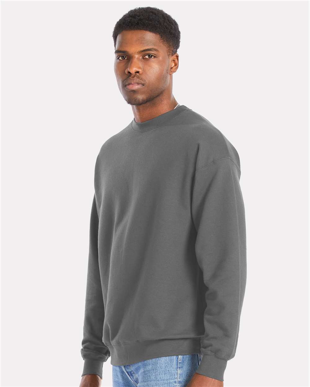 Unisex Perfect Sweats Crewneck Sweatshirt - OnModelSide - B02800513 - Smoke Grey