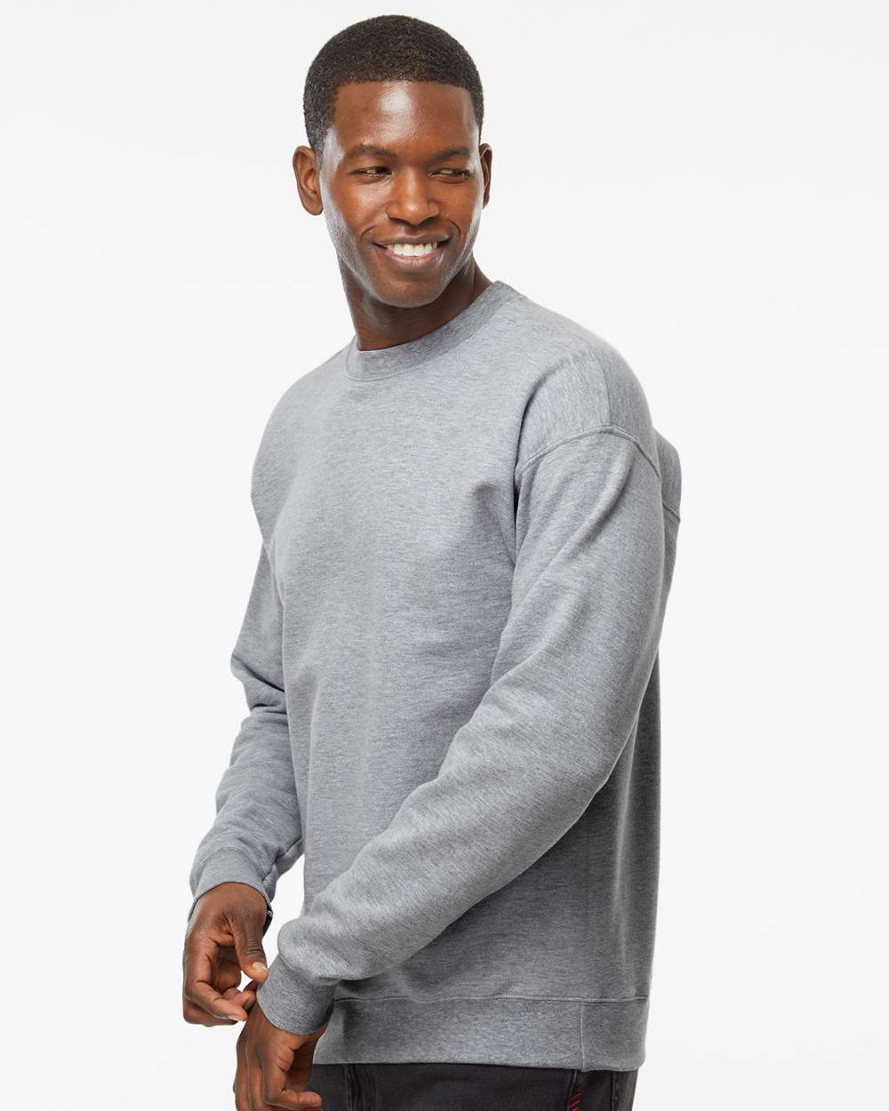 Unisex Perfect Sweats Crewneck Sweatshirt - OnModelSide - B02800583 - Light Steel