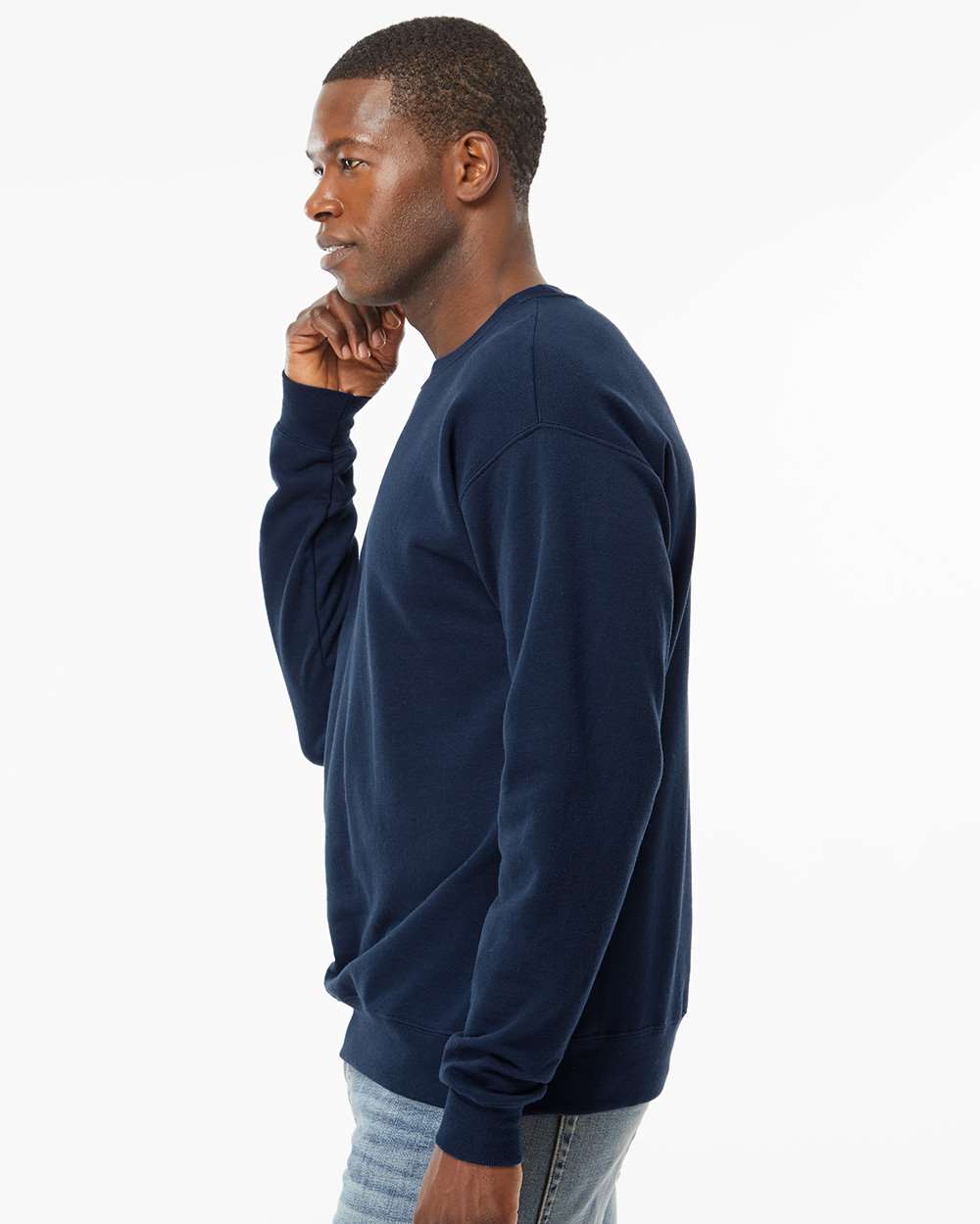 Unisex Perfect Sweats Crewneck Sweatshirt - OnModelSide - B02800653 - Navy