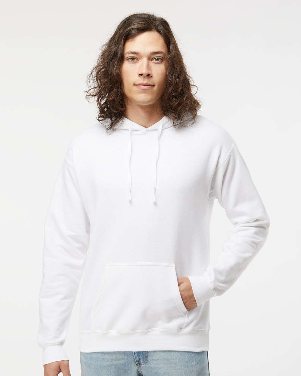 Unisex Perfect Sweats Hooded Sweatshirt - OnModelFront - B02900003 - White