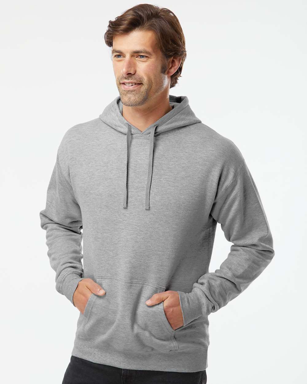 Unisex Perfect Sweats Hooded Sweatshirt - OnModelFront - B02900583 - Light Steel