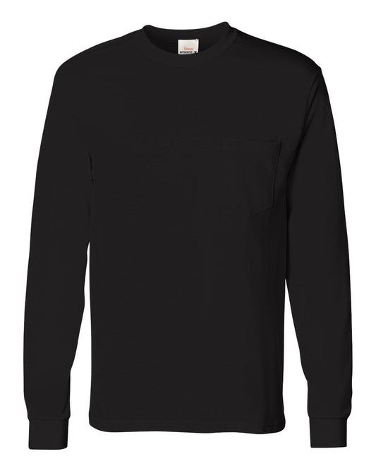 Men's Authentic Long Sleeve Pocket T-Shirt - Front - B05000503 - Black