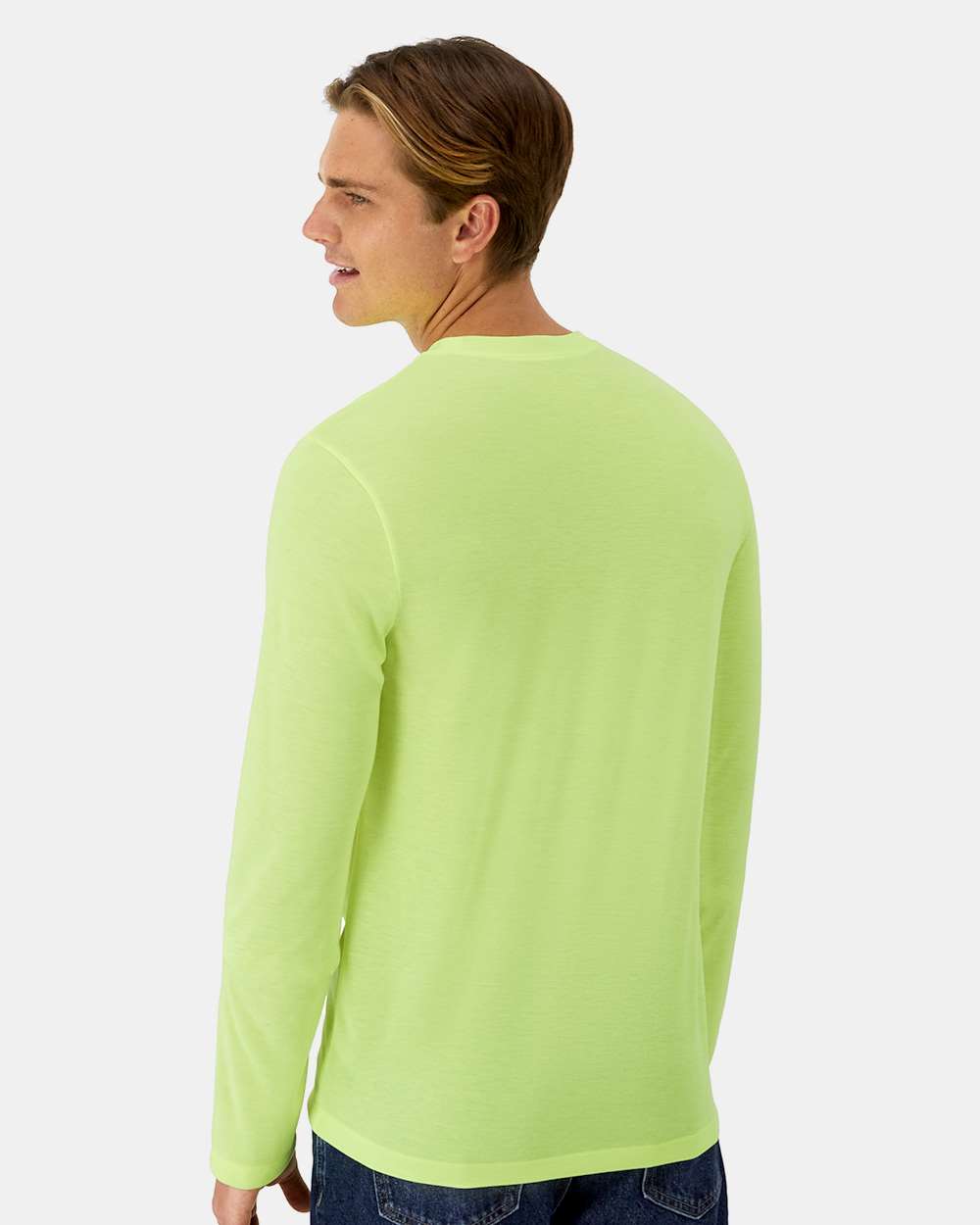 Unisex Cool DRI® Cotton Touch Long Sleeve T-Shirt - OnModelBack - B10100163 - Safety Green