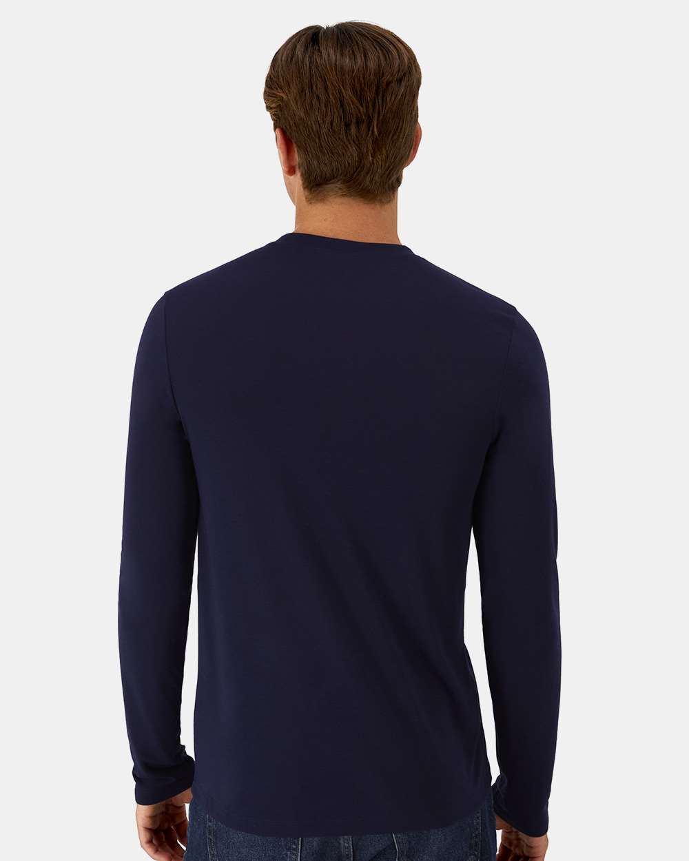Unisex Cool DRI® Cotton Touch Long Sleeve T-Shirt - OnModelBack - B10100653 - Athletic Navy
