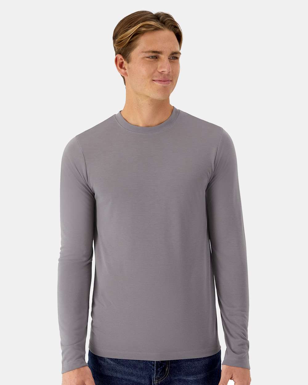 Unisex Cool DRI® Cotton Touch Long Sleeve T-Shirt - OnModelFront - B10100133 - Graphite
