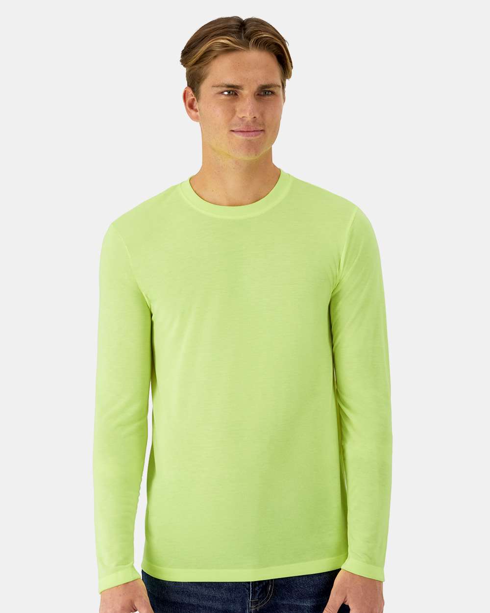 Unisex Cool DRI® Cotton Touch Long Sleeve T-Shirt - OnModelFront - B10100163 - Safety Green