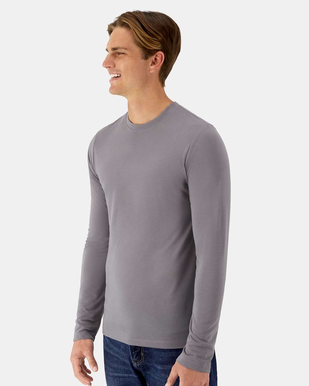 Unisex Cool DRI® Cotton Touch Long Sleeve T-Shirt - OnModelSide - B10100133 - Graphite