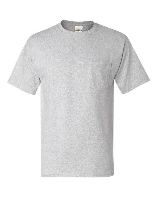 Men's Authentic Pocket T-Shirt - Front - B07000023 - Ash