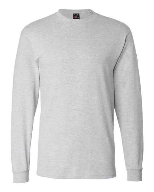 Unisex Beefy-T® Long Sleeve T-Shirt - Front - B08700023 - Ash