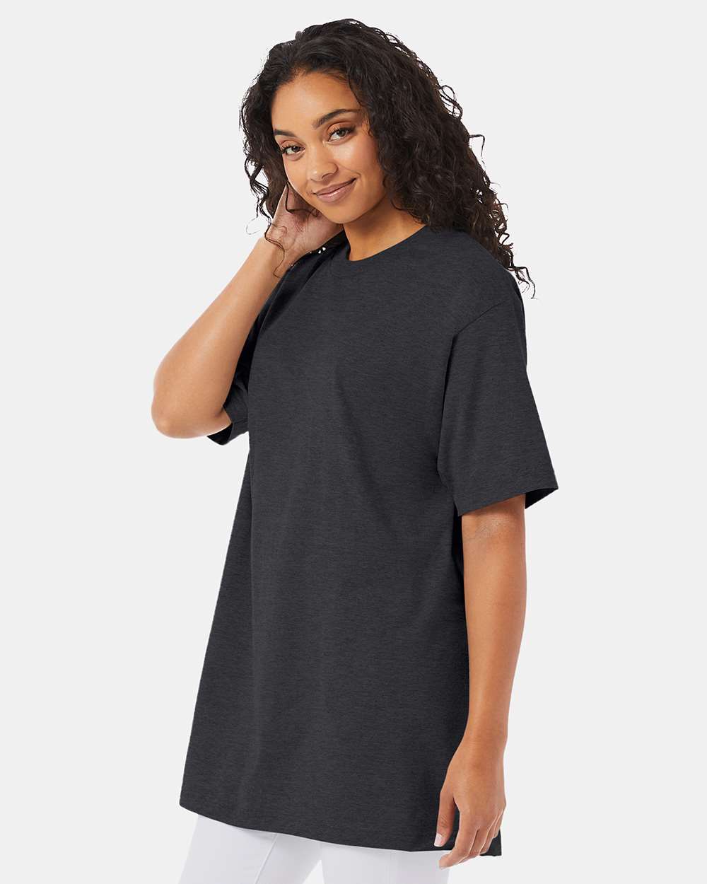 Beefy-T® Tall T-Shirt - OnModelSide - B06600095 - Charcoal Heather