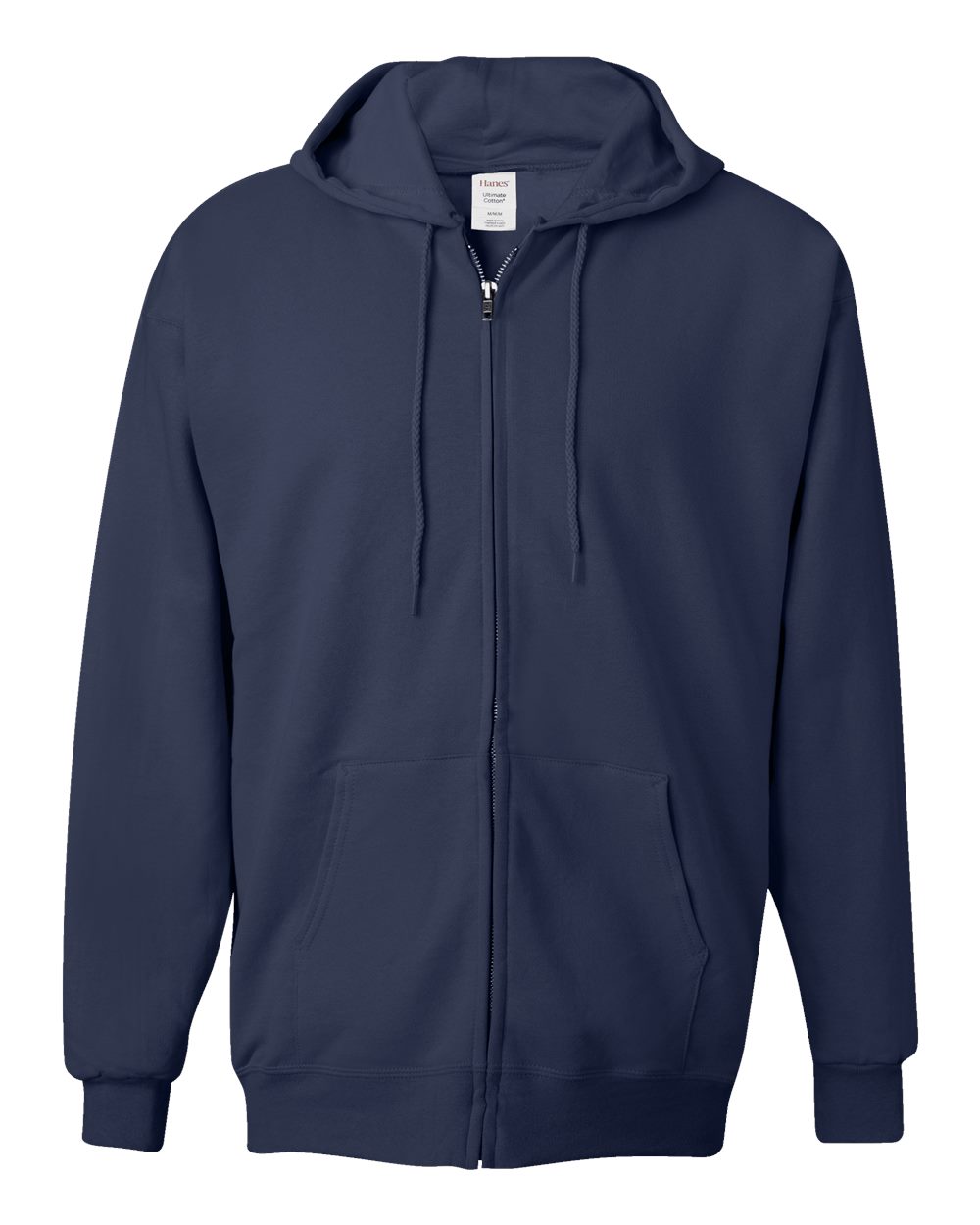 Unisex Ultimate Cotton® Full-Zip Hooded Sweatshirt - Front - B20400653 - Navy