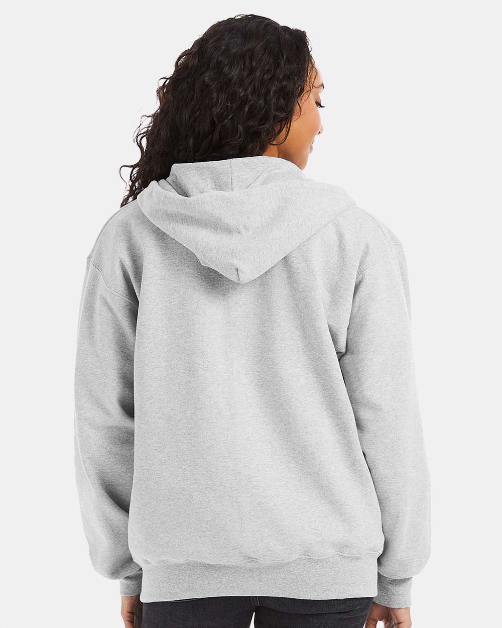 Unisex Ultimate Cotton® Full-Zip Hooded Sweatshirt - OnModelBack - B20400023 - Ash