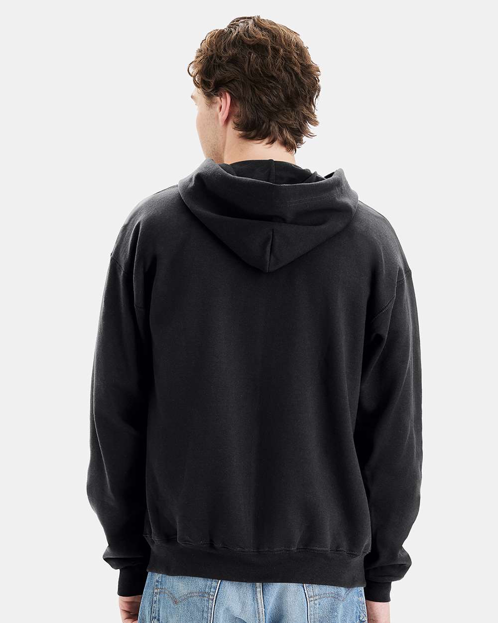 Unisex Ultimate Cotton® Full-Zip Hooded Sweatshirt - OnModelBack - B20400503 - Black