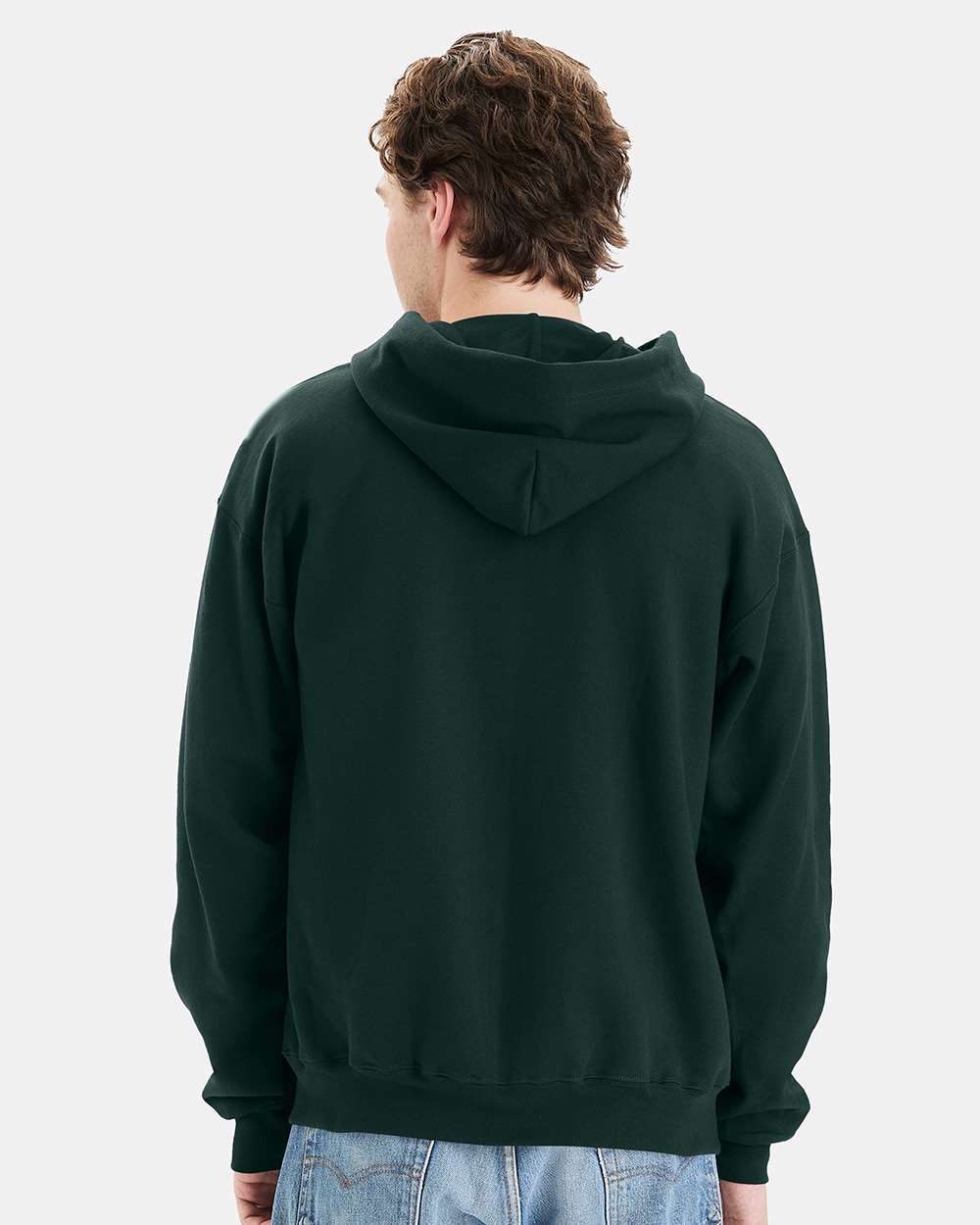 Unisex Ultimate Cotton® Full-Zip Hooded Sweatshirt - OnModelBack - B20400873 - Deep Forest