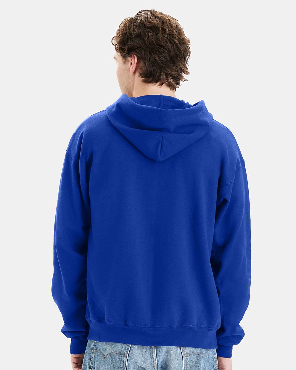 Unisex Ultimate Cotton® Full-Zip Hooded Sweatshirt - OnModelBack - B20400883 - Deep Royal