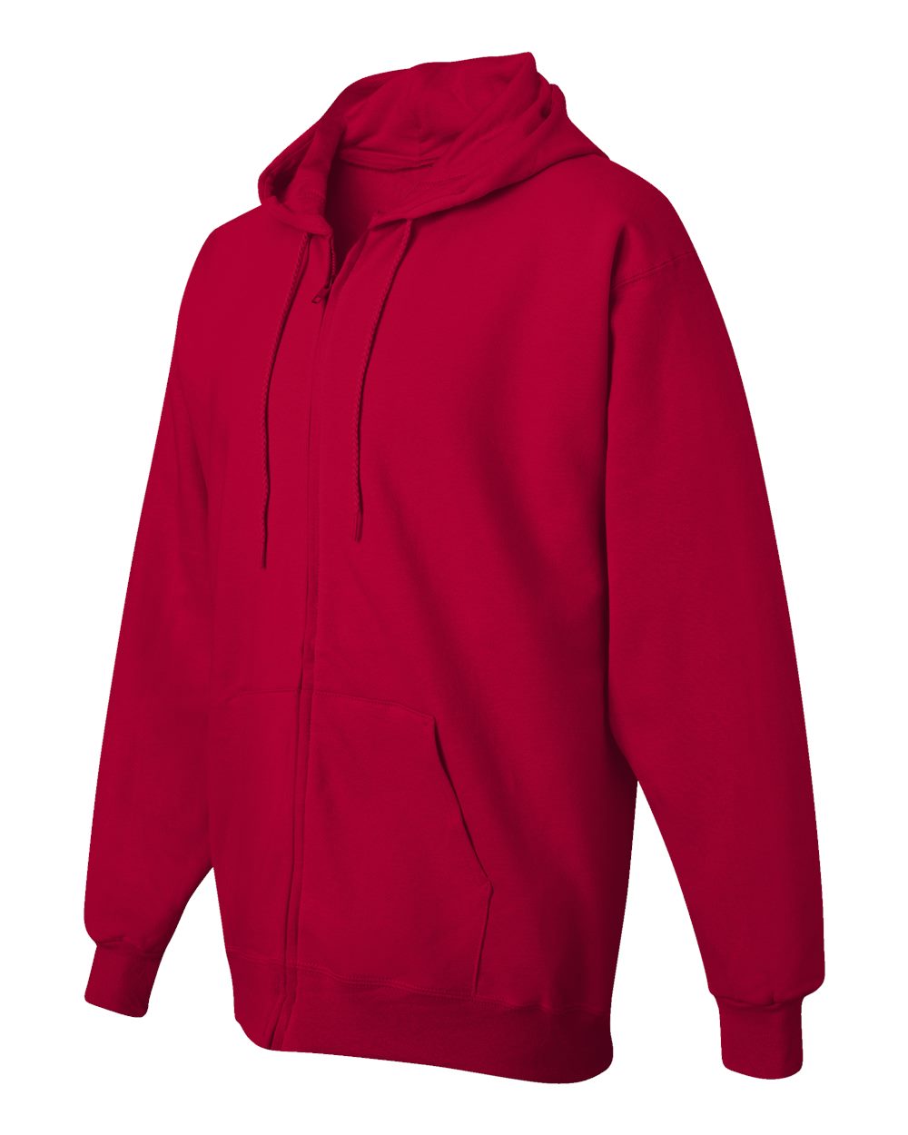 Unisex Ultimate Cotton® Full-Zip Hooded Sweatshirt - Side - B20400223 - Deep Red